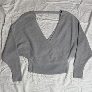 Dynamite Gray Waffle Knit Sweater Top